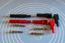 Insulation-Wire Connector Banana-Plug Multimeter-Test Right-Angle Solder-Type Male Red/black