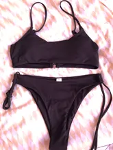 Bikini acolchado con realce para Mujer, traje de baño de dos piezas con lazo lateral, cintura alta, 2021