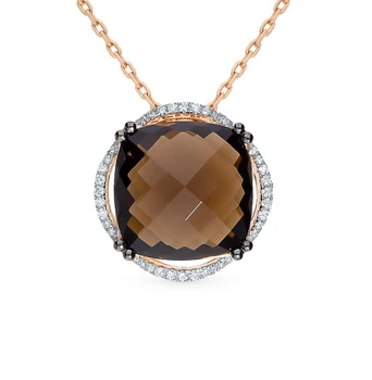 

Gold pendant with раухтопазами and diamonds sunlight sample 585