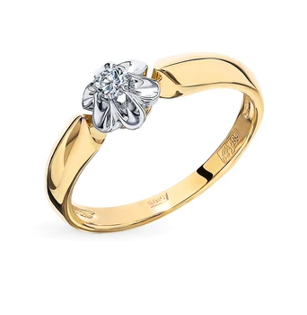 

Gold ring "diamonds of Yakutia" sunlight sample 585