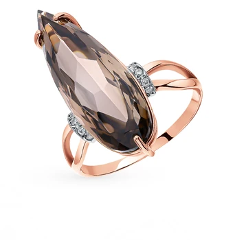 

Gold ring with раухтопазами and cubic zirconia sunlight sample 585