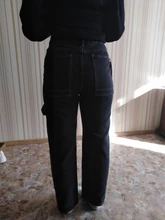 Women Jeans Cargo-Pants Wide-Leg Gray Loose Blue Girl Baggy High-Waist Straight Casual