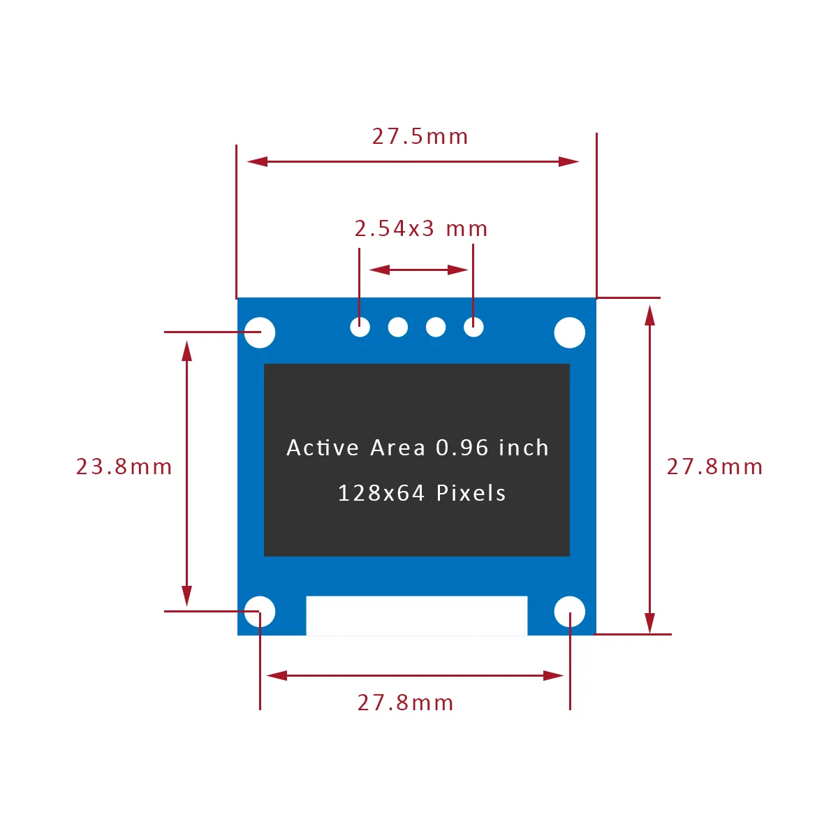 Módulo De Pantalla OLED 0.96 Pulgadas I2C - 5 Unidades, 128x64 Píxeles, Compatible Con Arduino Y Raspberry Pi