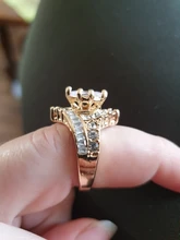 Clásico de lujo blanco Oval anillo de oro CZ propuesta de matrimonio de las mujeres bien regalo de la joyería de moda de fiesta de novia anillo de compromiso