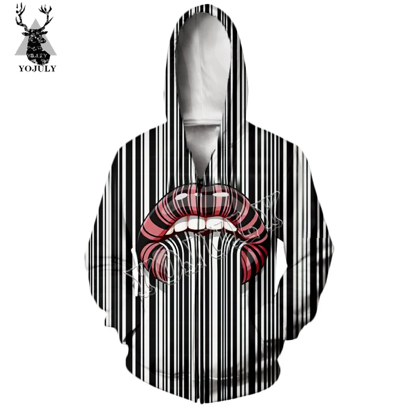 

YOJULY makeup bar code Lips art 3D Print Harajuku short sleeve t shirt Unisex Casual Top Vest/Sweatshirt/zip hoodies/Shorts Y150