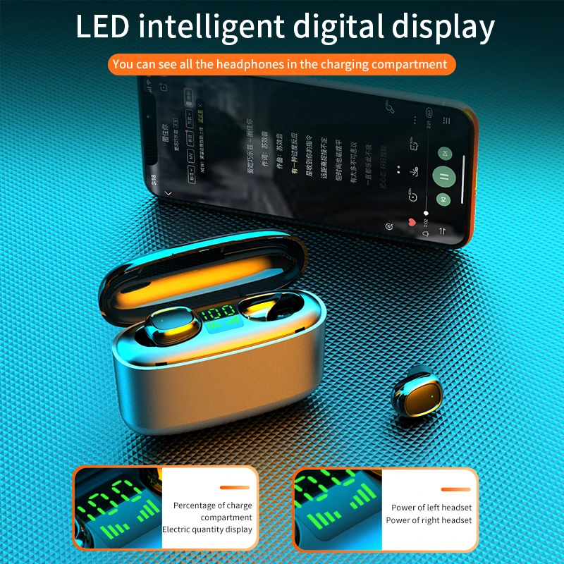 2020 NEW 3500mah LED Bluetooth Wireless Earphones Headphones Earbuds TWS Touch Control Sport Headset Noise Cancel Waterproof