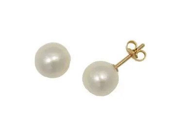 

Earrings cultured round pearl 8 to 8.5mm Yellow Gold