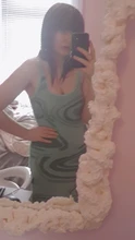 Vestido de punto verde con estampado de Cachemira para mujer, vestido Sexy ajustado sin mangas con tirantes finos, para fiesta en la playa, por debajo de la rodilla, Y2K, 2021