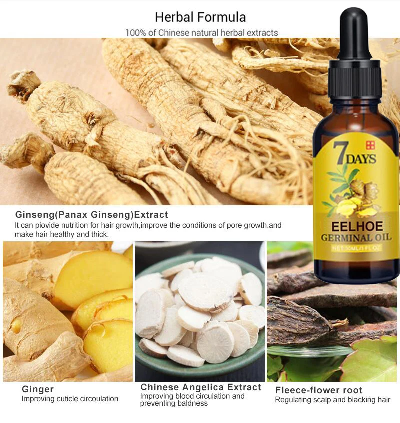 Ginger Hair Growth Serum Fast Growing Hair Essential Oil Prevent Hair Loss Thinning Dry Frizzy Damaged Repair Hair Care Products