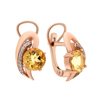 

Silver earrings with cubic zirconia and citrine sunlight sample 925 test