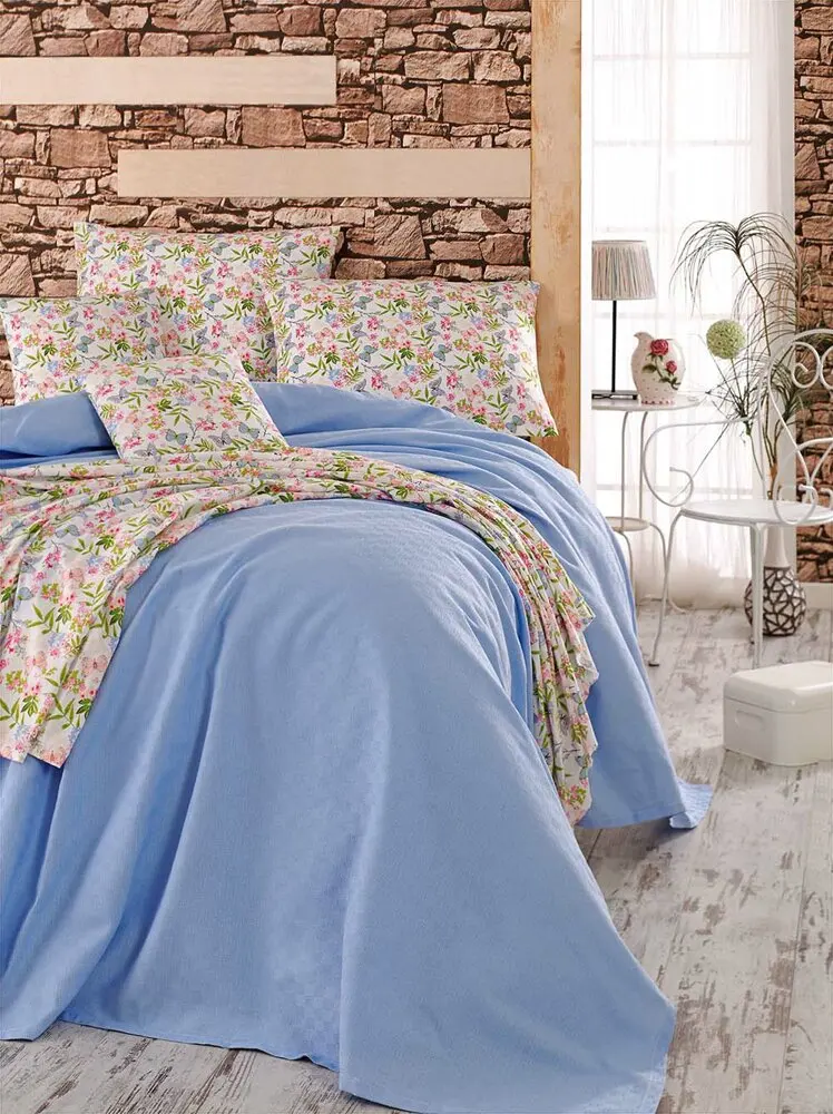 

Gold Case Ranforce 100% Cotton Single Size Blanket Set - Blue