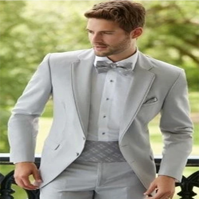 Traje gris de dos piezas para hombre, Blazer con pantalones blancos, elegante, ajustado, 2 piezas, para boda y playa, 2022 _ - AliExpress Mobile