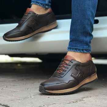 

Bonjey FLC Brown Lace-Up Men Sports Shoes 2021 Fashion Comfortable Casual Sportsman, Walking Skate High Sole Stylish Spring Summer Gym Elegant