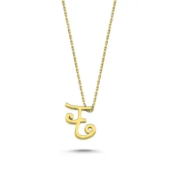 

Angemiel 925 Silver-F-Letter Ghost Pendant-Gold Plated