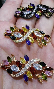 

2loops --Large 3pcs Infinity Symbol Connector, CZ Pave Connector, Clear/Purple/Gunmetal/crimson/yellow/ CZ diamond Pave spacer