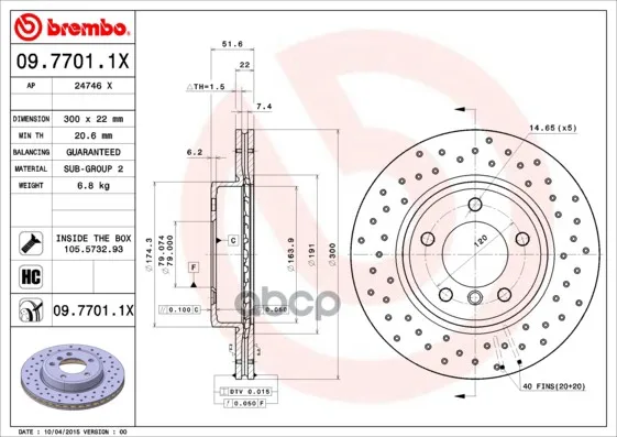 Диск Перфорированный Brembo Xtra 09.7701.1x Brembo арт. 09.7701.1X