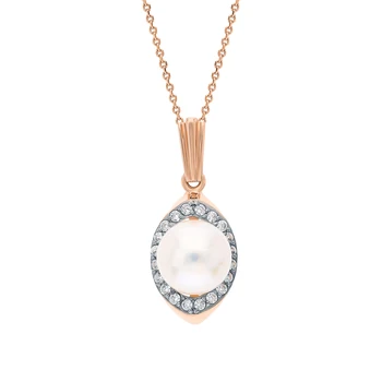 

Gold pendant with cubic zirconia and pearls cultured sunlight sample 585
