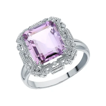

Silver ring with amethyst and cubic zirconia sunlight sample 925
