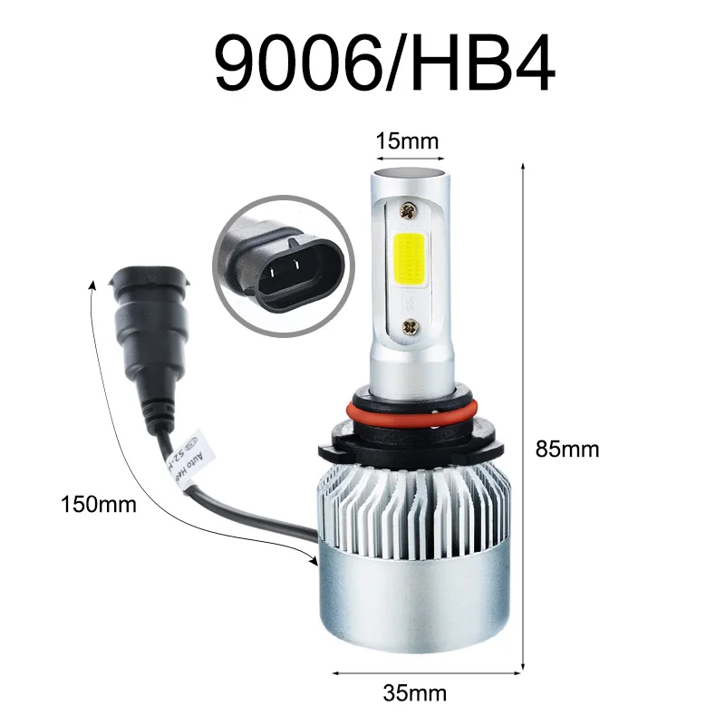 H7 H8/H9/H11 9005/HB3/H10 9006/HB4 9004/HB1 9012 9007/HB5 Автомобильные фары S2led супер яркие дальнего и ближнего света 2 лампы