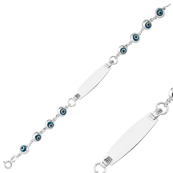 

KUTAYDAN 925 Sterling Silver Curved Plate-Eyed Baby Bracelet