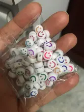 100 Uds 7mm sonrisa cara perlas acrílico de forma ovalada espacio cuentas para fabricación de joyería DIY encantos brazalete collar