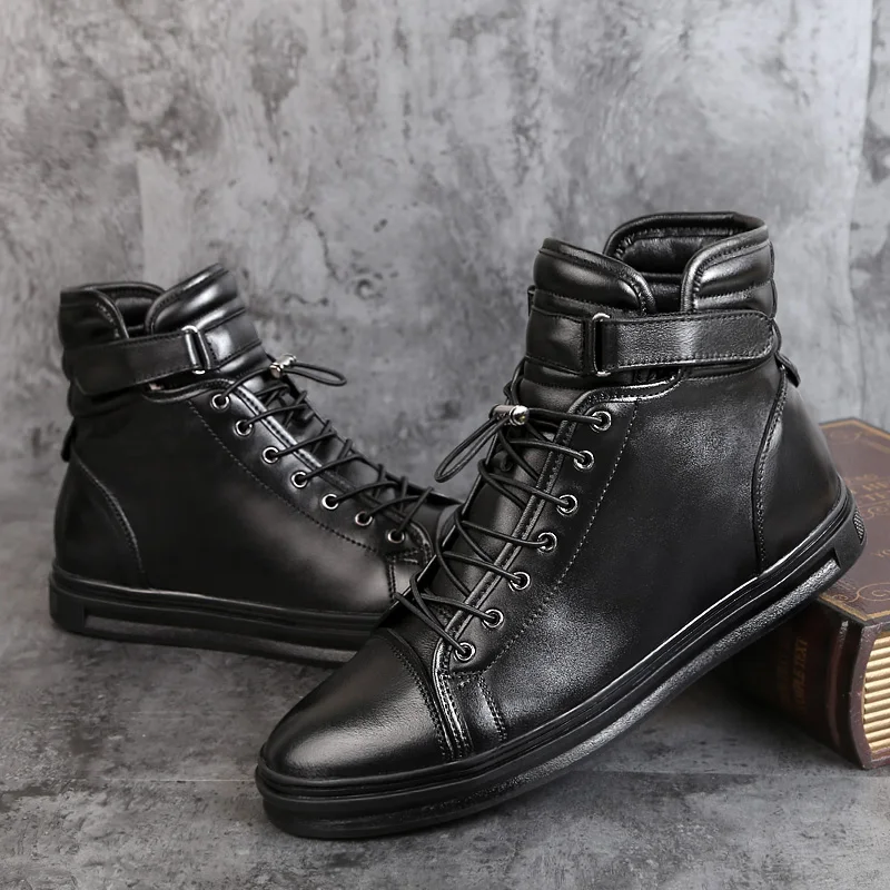 

New Cowhide Boots Genuine Soft Leather Boots Lace-up Pointed Toe Flats Genuine Leather Oxfords Ankle Boots For Men Size 38-48