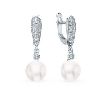 

Silver earrings with cubic zirconia and pearls sunlight sample 925