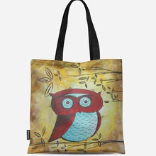 Многоразовая хозяйственная сумка эко женская сумка складная сумка для пляжа повседневное использование сумка на плечо Повседневная парусиновая с принтом совы