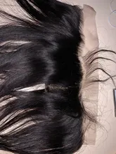 Hueso recto 13x4 cabello humano cierre Frontal de malla Natural brasileño suave cabello Remy 150% de densidad Pre arrancado Frontal SuperIcon