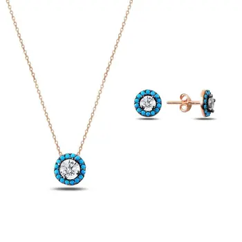 

Angemiel 925 Silver Nano Turquoise Gemstone Set - Rose Gold Plated