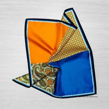 

Silk pocket square with cucumber ornament in Blue (52373)