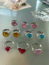 Anillo de princesa con forma de corazón y flor para niñas, accesorios de joyería para fiesta, regalo de Navidad, 10 Uds.