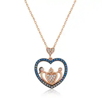 

925 sterling Silver Heart Family Women 'S Necklace