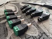 5 Juegos de 10 Uds. De cámaras, 2,1mm x 5,5mm, adaptador de enchufe hembra y macho, toma de corriente continua, color verde