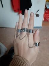 Anillos Punk de Hip Pop para mujer, cadena ajustable multicapa, cuatro anillos abiertos para dedos, anillos giratorios de aleación para mujer, regalo de fiesta
