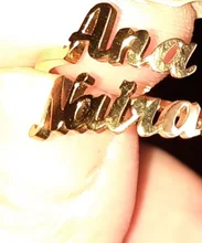 Letdiffery-anillos de doble nombre personalizados para mujer, anillos de boda ajustables de acero inoxidable, regalos de compromiso únicos