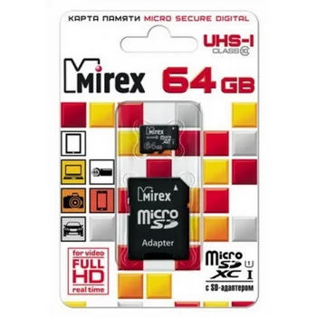 

Memory card 64GB microSDXC mirex class 10 UHS-I (SD Adapter) 13613-ad10sd64