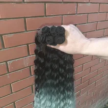 La naturaleza pelo Afro Pelo Rizado mechones extensiones con cierre Ombre oro 30 pulgadas suave súper largo pelo sintético del pelo de la onda