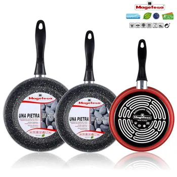 

Magefesa K2 Red-Set juego 3 Pans 20-24-28 cm, induction, nonstick STONE free from PFOA