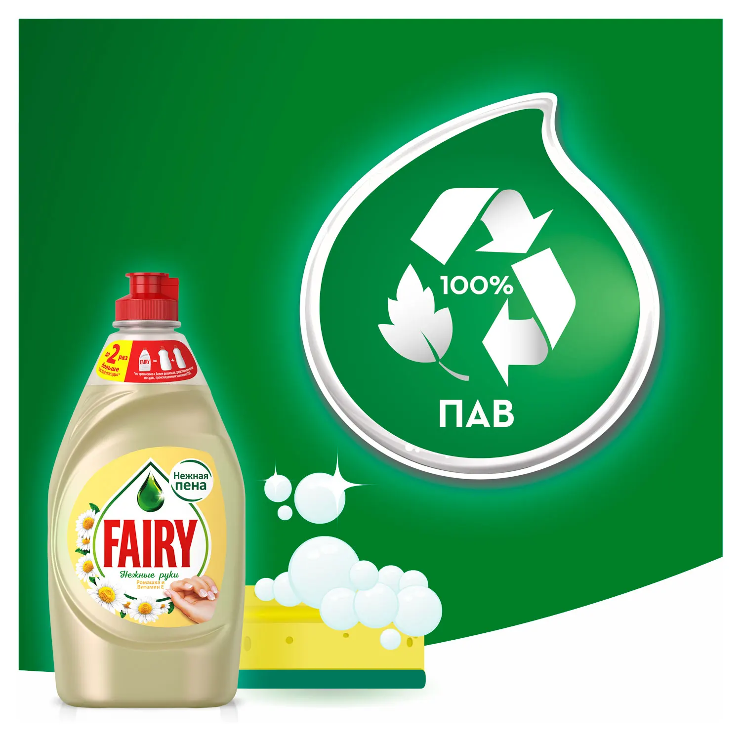 Средство для мытья посуды Fairy Нежные ручки Ромашка и витамин E 1,35 л