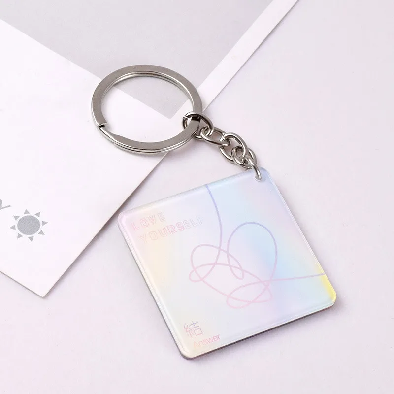 Bangtan мальчики любят себя ответ порвать ее брелок держатель телефона стенд LY лазерный брелок сумка Подвеска - Цвет: Keyring