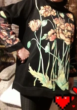 Women Hoodies Clothing Sweatshirts Floral-Print DIMANAF Autumn Winter Pullover Tops Turtleneck