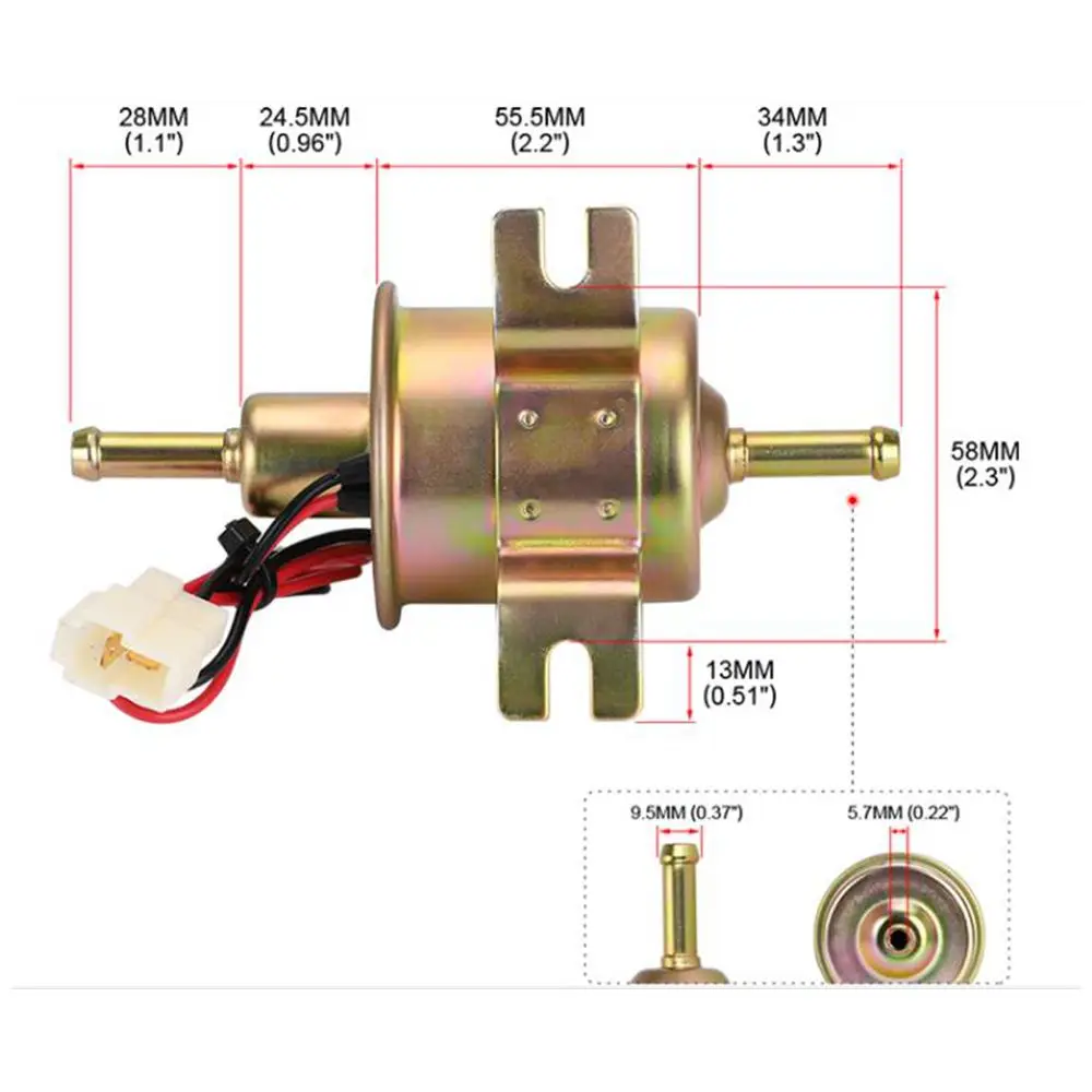 รูปสินค้า ปั๊มน้ำมันเชื้อเพลิงไฟฟ้าอเนกประสงค์ HEP-02A 12V 24V แรงดันต่ำ แบบยึดด้วยสลักเกลียว สำหรับรถยนต์ รถจักรยานยนต์ ATV ใช้ได้กับน้ำมันดีเซลและเบนซิน