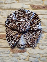 Sombrero con estampado de leopardo con nudo de bola redondo para recién nacido, gorro de turbante para bebé, accesorios para el cabello, accesorios para fotos