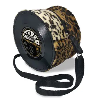 

Handbag made with single vinyl records, women's round shoulder shoulder bag, adjustable handle, retro, vintage, casual