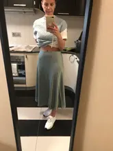 Marchitas de verano faldas mujer moda 2020 midi faldas Inglaterra Oficina satén alto cintura simple Falda larga elegante de las mujeres