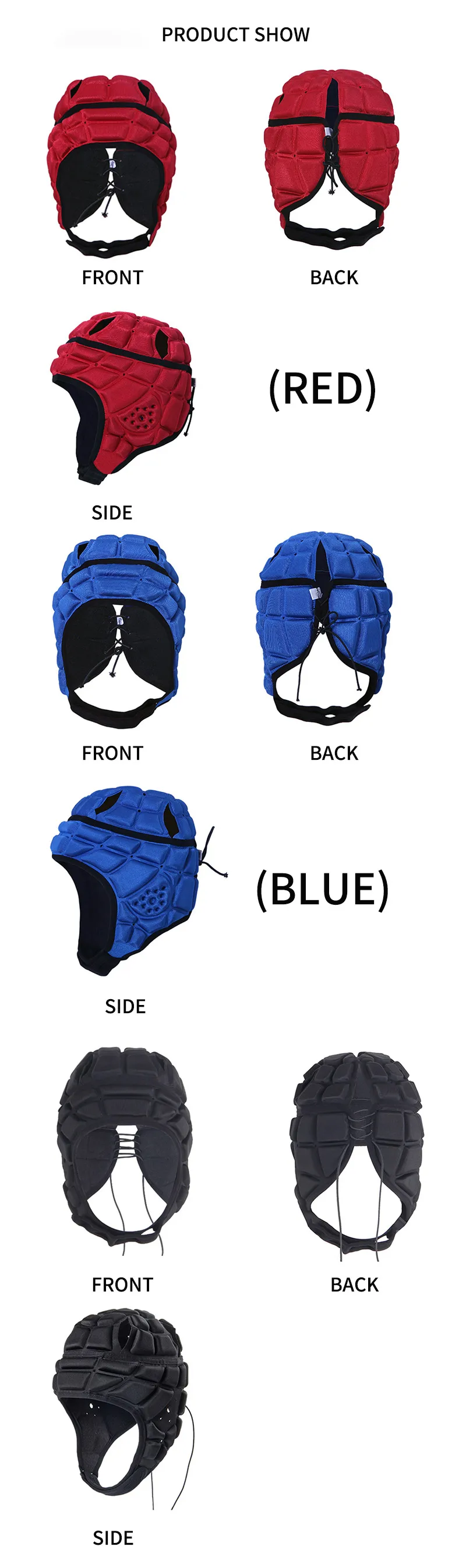 Rugby Helmet Headguard Headgear for Soccer Scrum Cap Head Protector Soft Protective Helmet for Kids Youth Football Visor