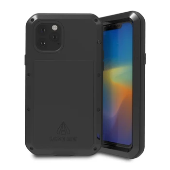 

Love Mei - Funda Compatible con iPhone 11 Pro ,Aluminio y Silicona Ultra Resistente con Cristal Gorila Glass - Negro