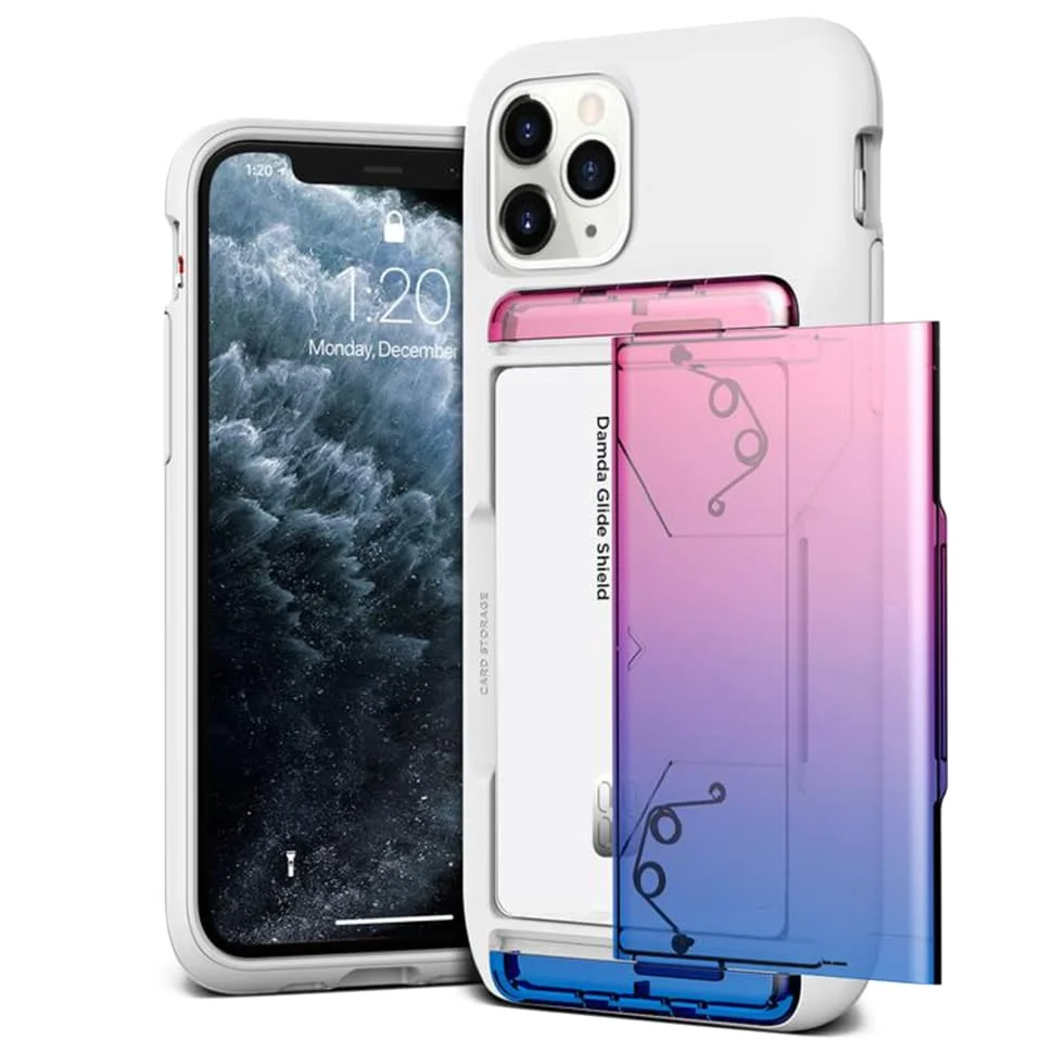 Case vRS design damda glide shield lля iPhone 11 pro Max White pink-Blue | Мобильные телефоны и аксессуары