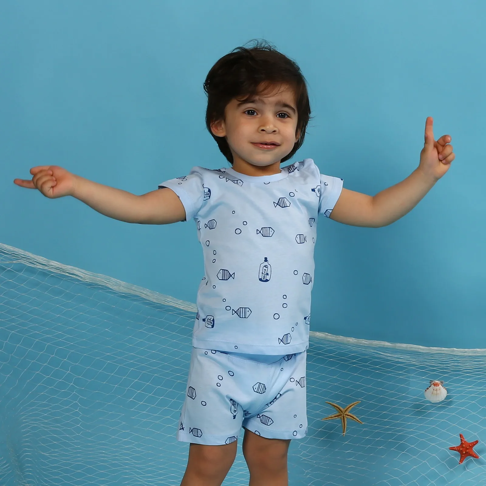 Ebebek HelloBaby/футболка с принтом маленького Фишера для маленьких мальчиков
